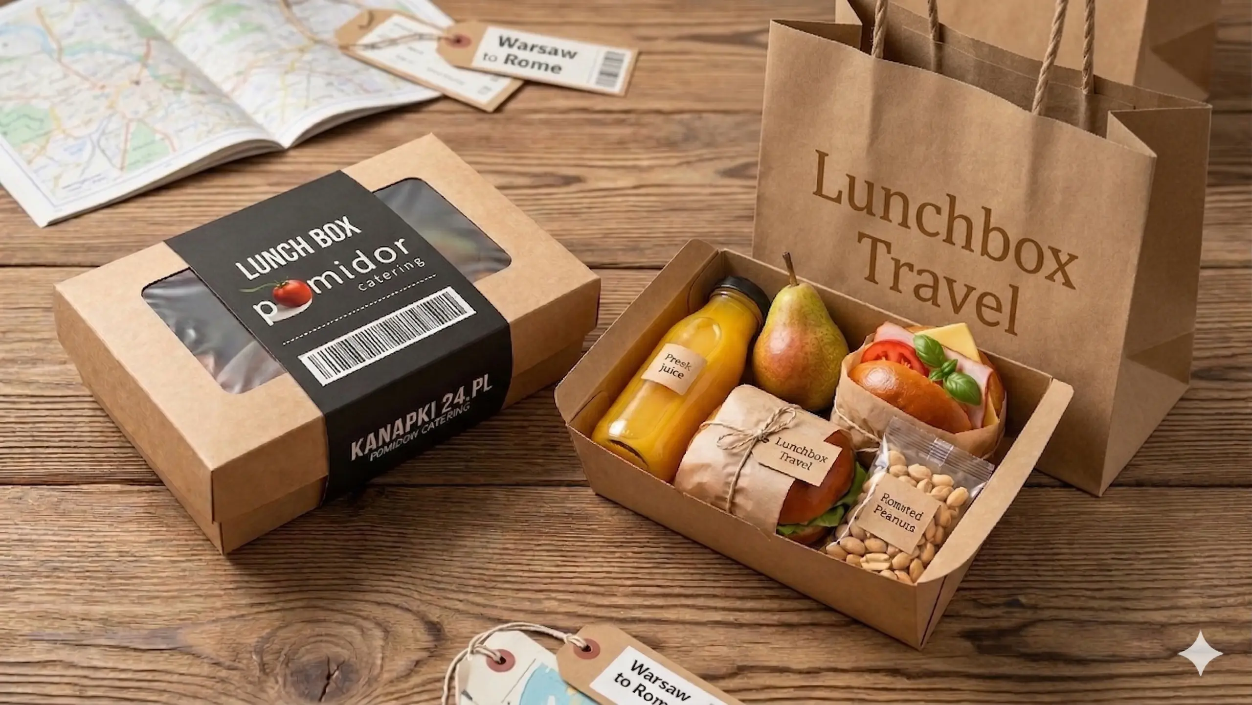 Lunchbox podróżny z kanapką i sałatką