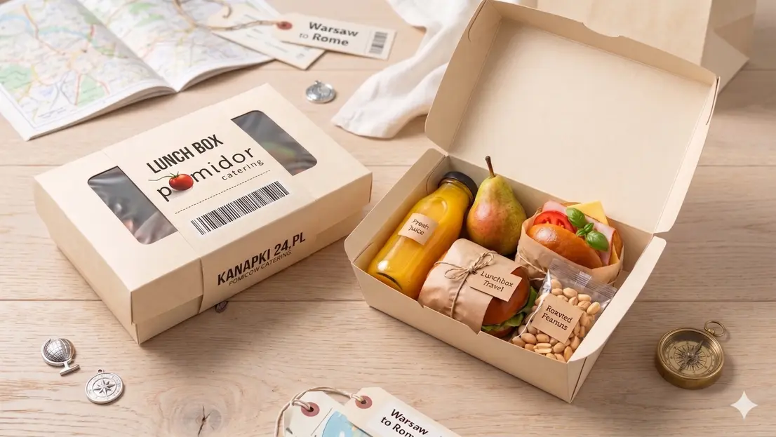 Lunchbox podróżny z kanapką i sałatką